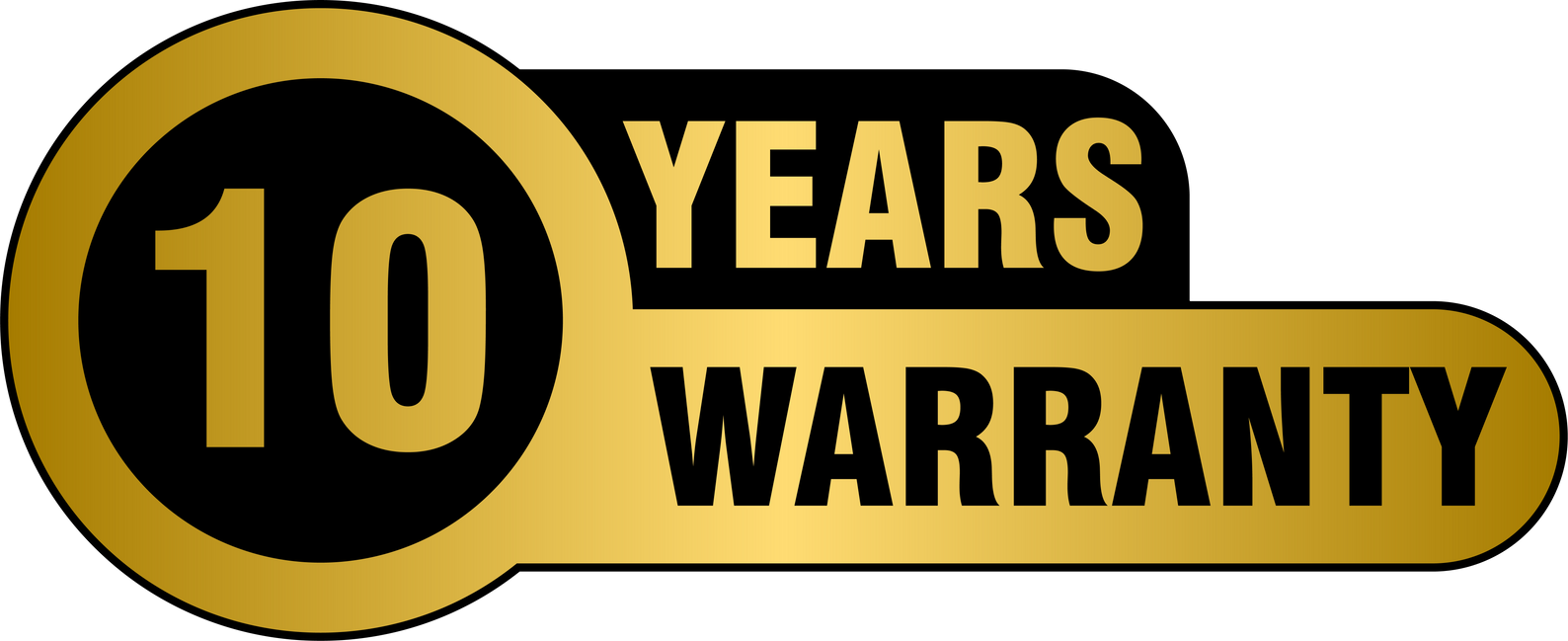 Golden 10 years warranty label